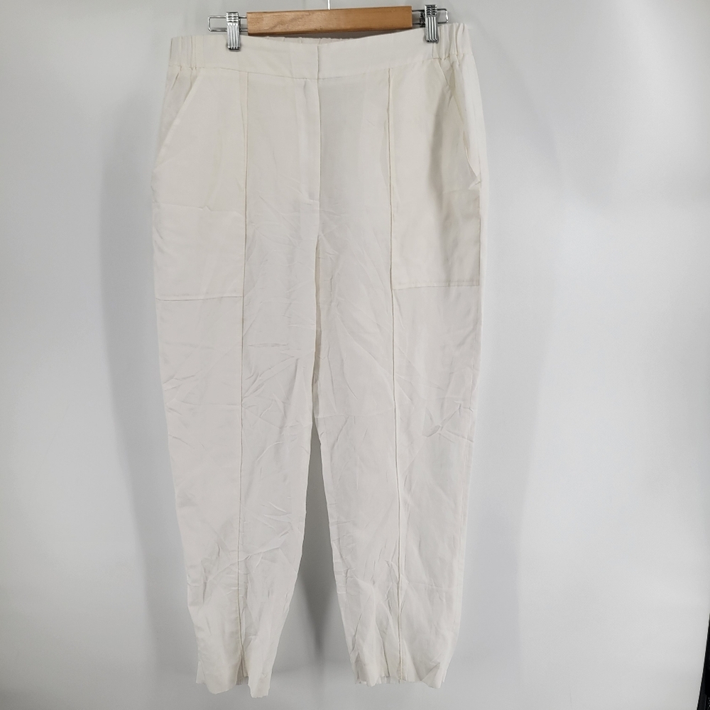 Kobi Halperin Cream Ankle Cropped Jumpsuit Linen Tencel Size 12